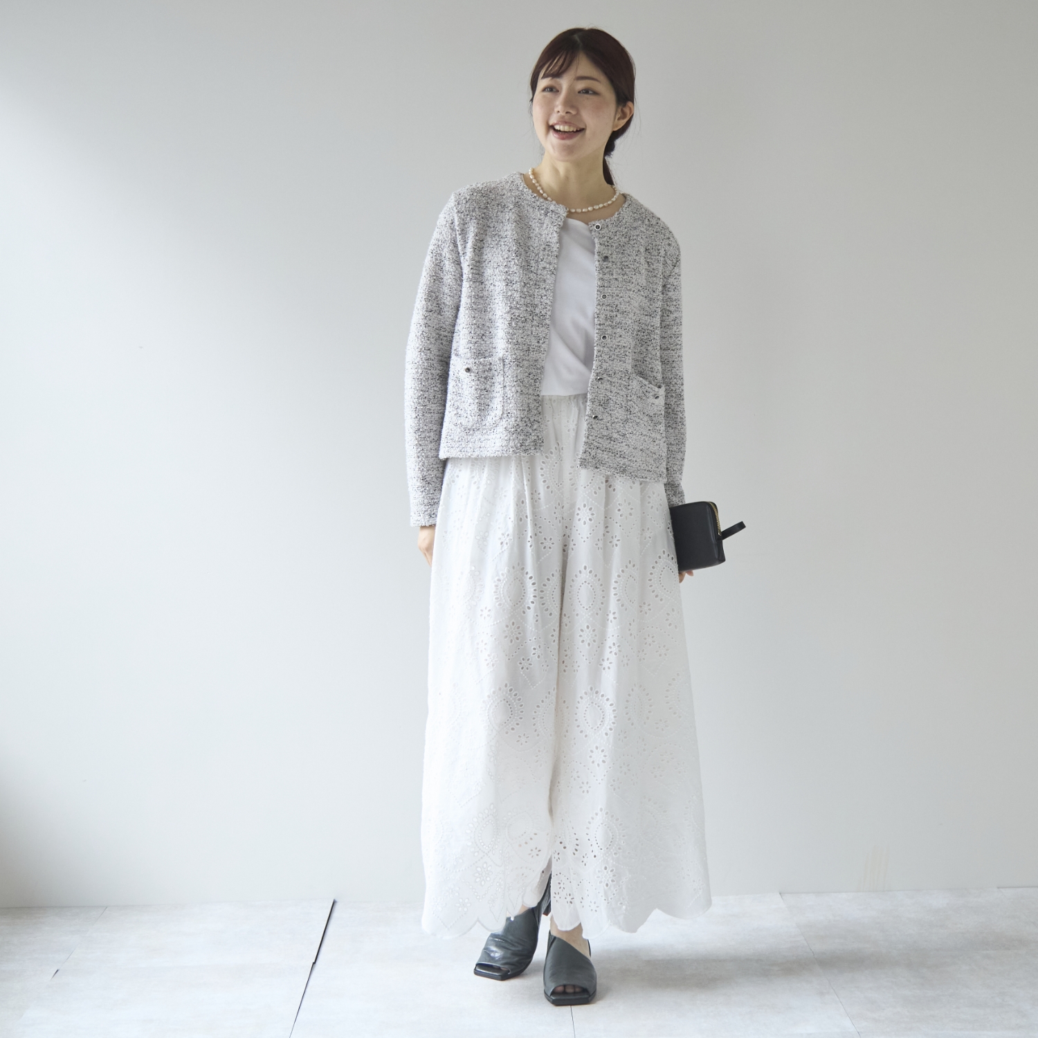 Kilka/スカート見えする綿レースのワイドパンツ